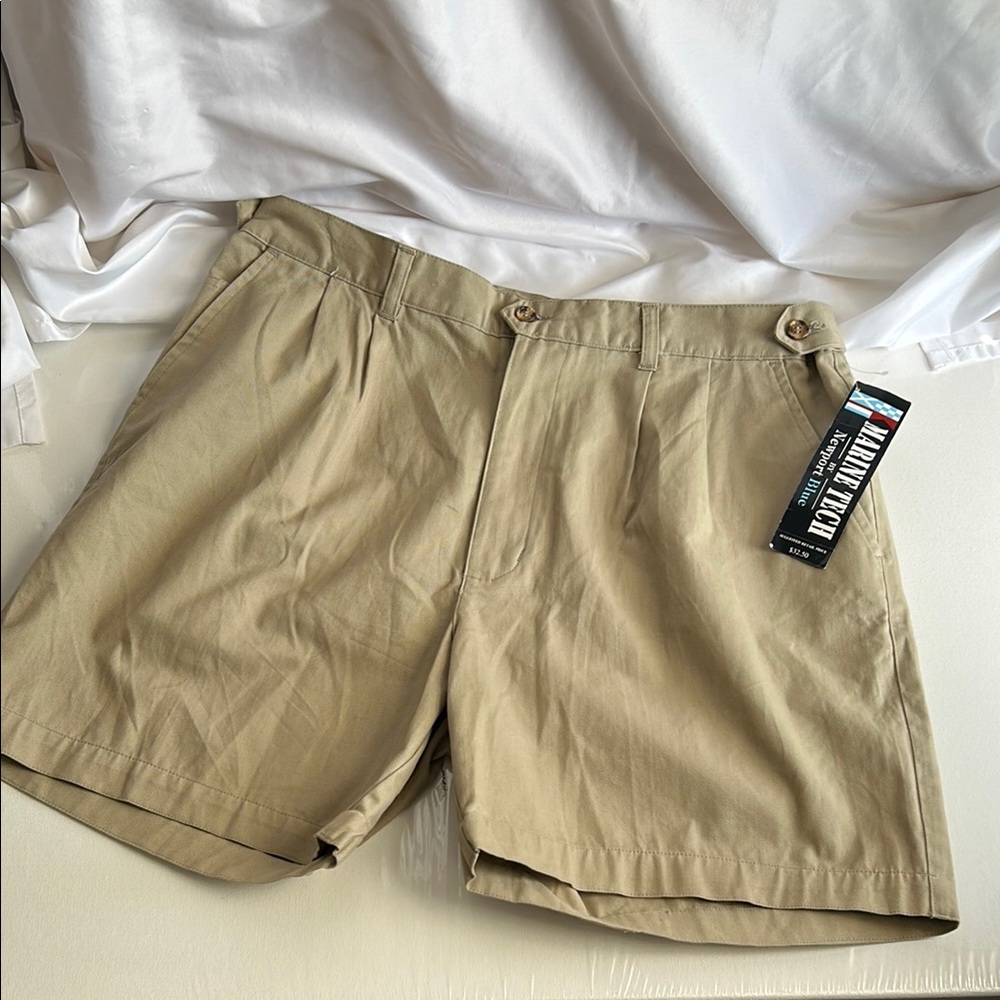 Newport Blue Men's Tan Color Pleated Front Shorts